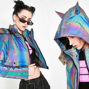 Dolls Kill Current Mood Night Savage Signalz Reflective Jacket Size Small